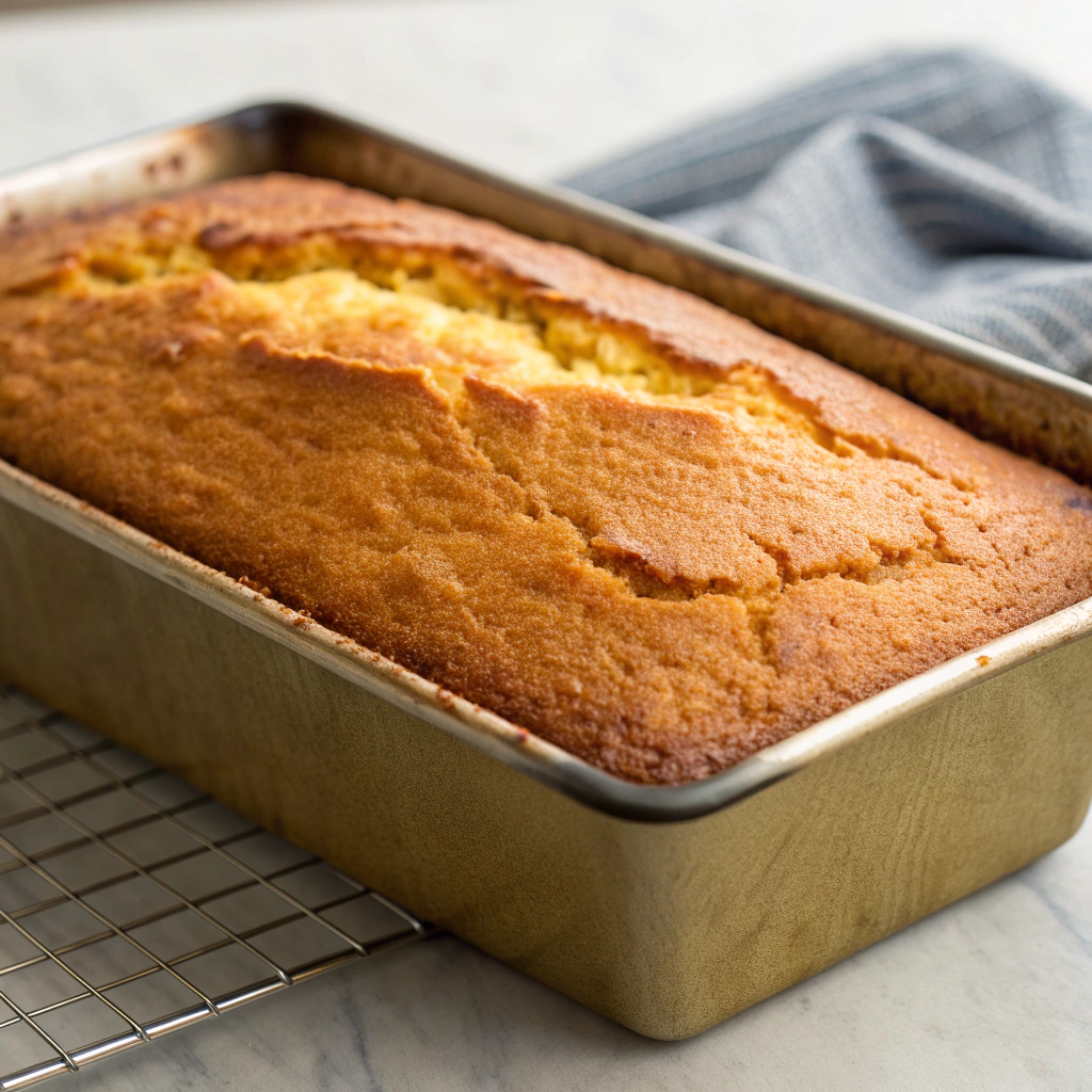 Golden Buttermilk Pound Cake fresh out of the oven.
