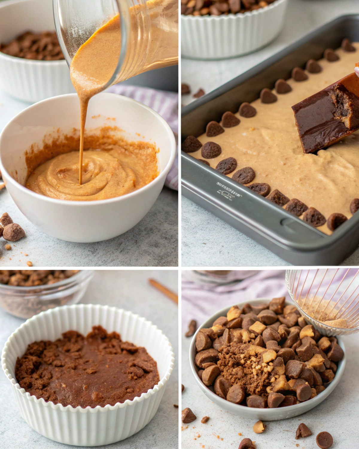 Step-by-step process of making Peanut Butter Cup Dump Cake.