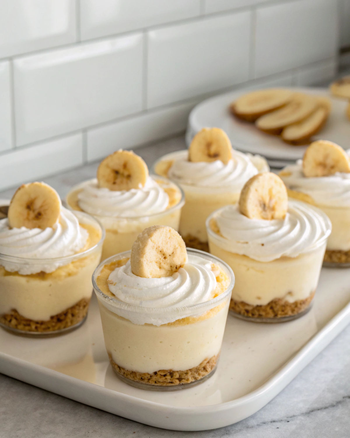 Served Banana Pudding Cheesecake Cups Dessert