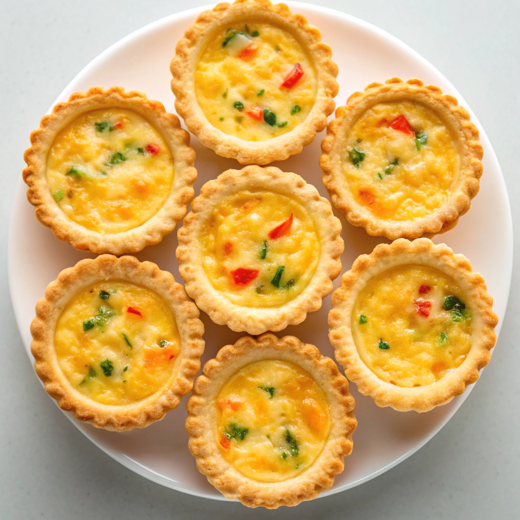 Mini quiches baked to perfection, ideal party foods for any gathering.