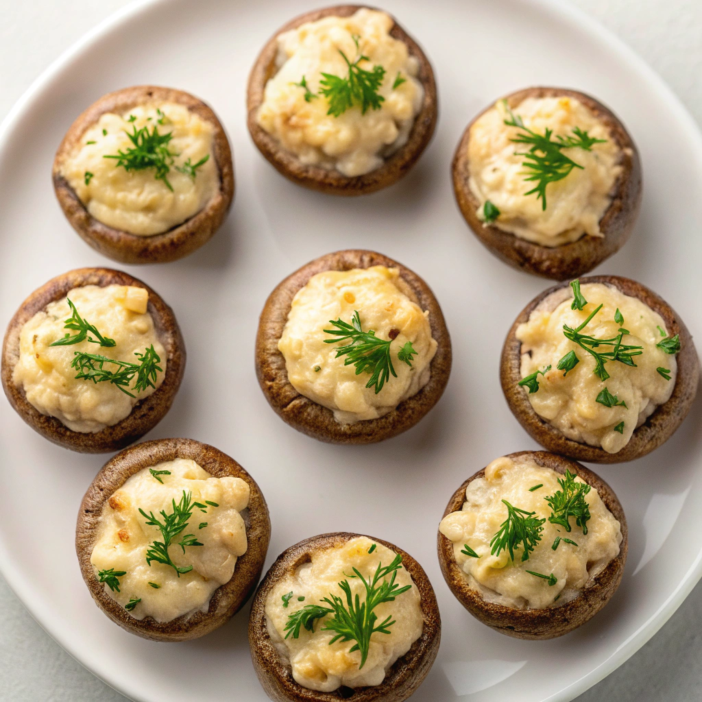 Freshly baked stuffed mushrooms, an elegant choice among party foods.