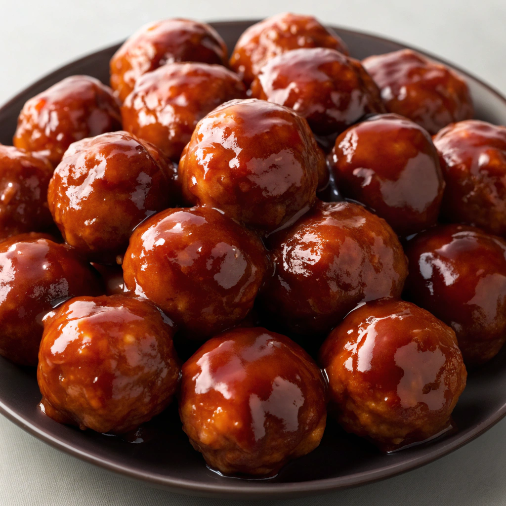 Sweet and savory meatballs in a sauce, a favorite among party foods.