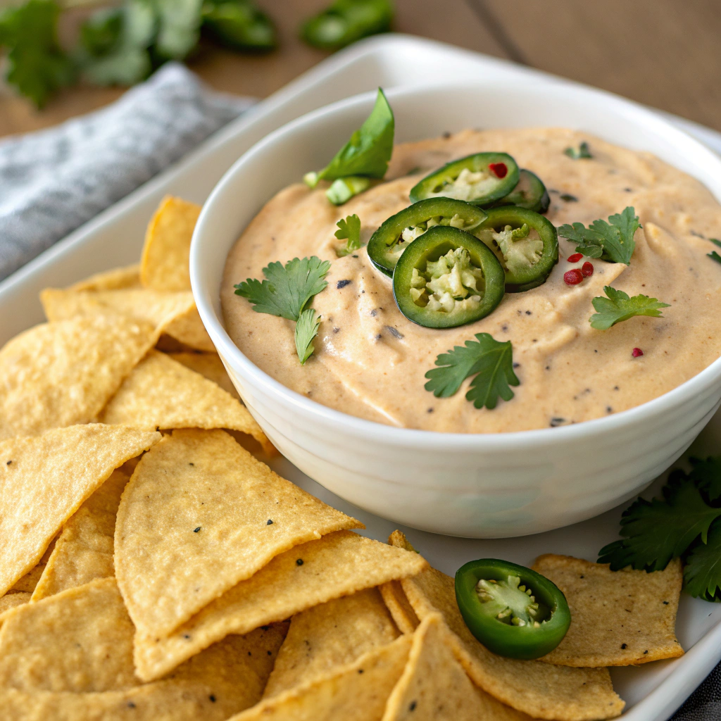 Creamy chipotle dip served with tortilla chips.Beach snacks