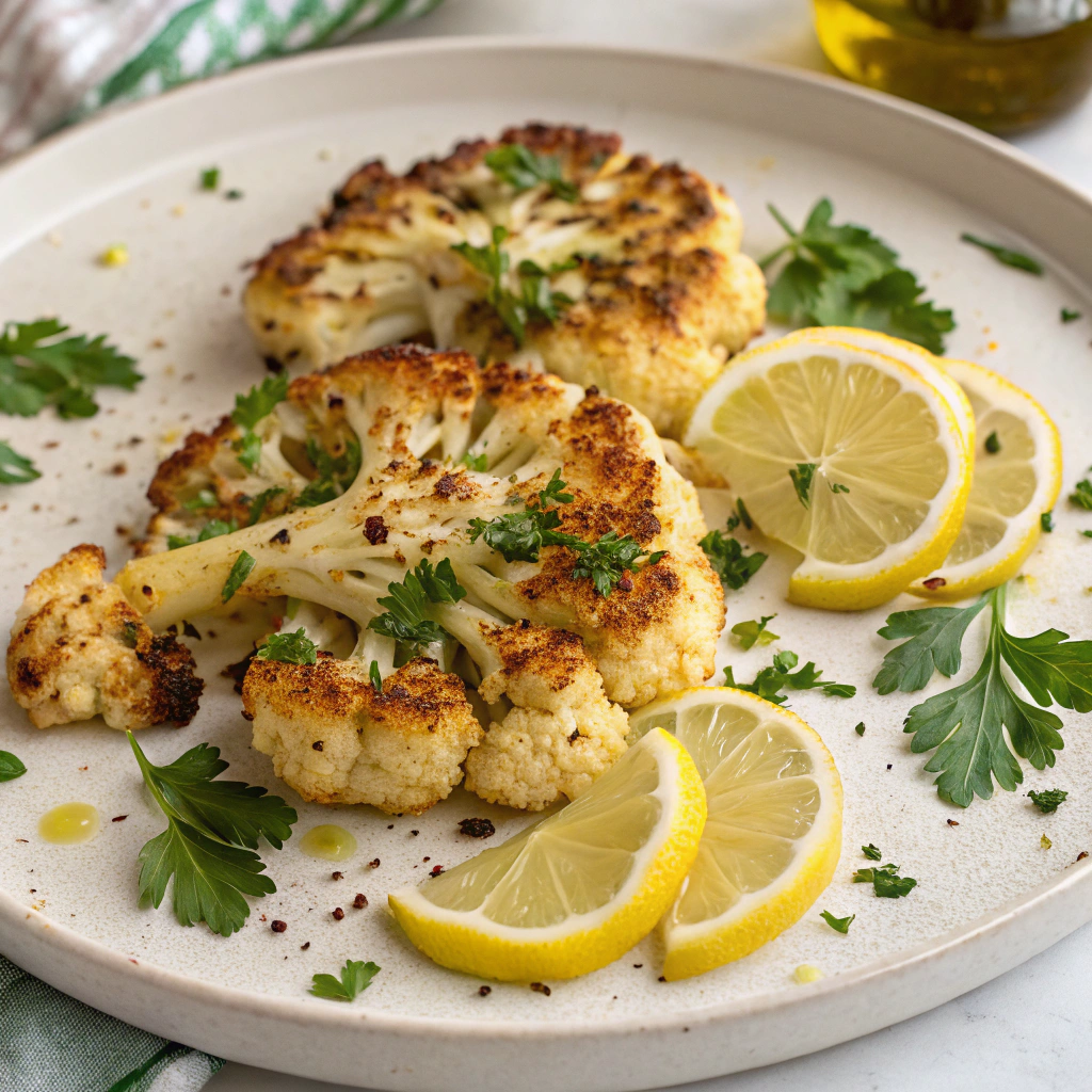 Lemon Garlic Cauliflower Steaks - Fat Burning Dinners