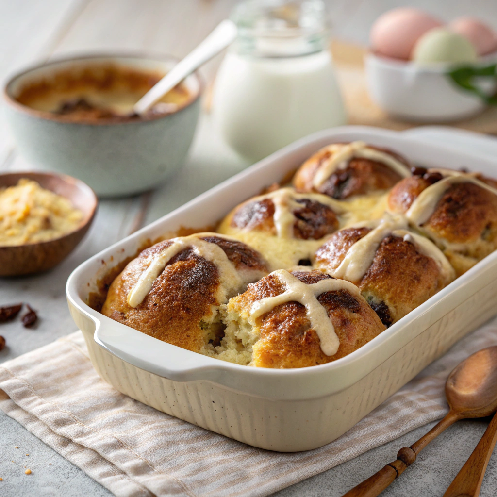 Cross Bun Pudding - A traditional Easter dessert.