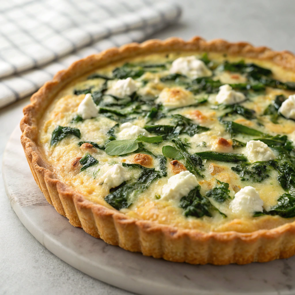Quiche Lorraine with Spinach and Feta - Spring Dinner Ideas