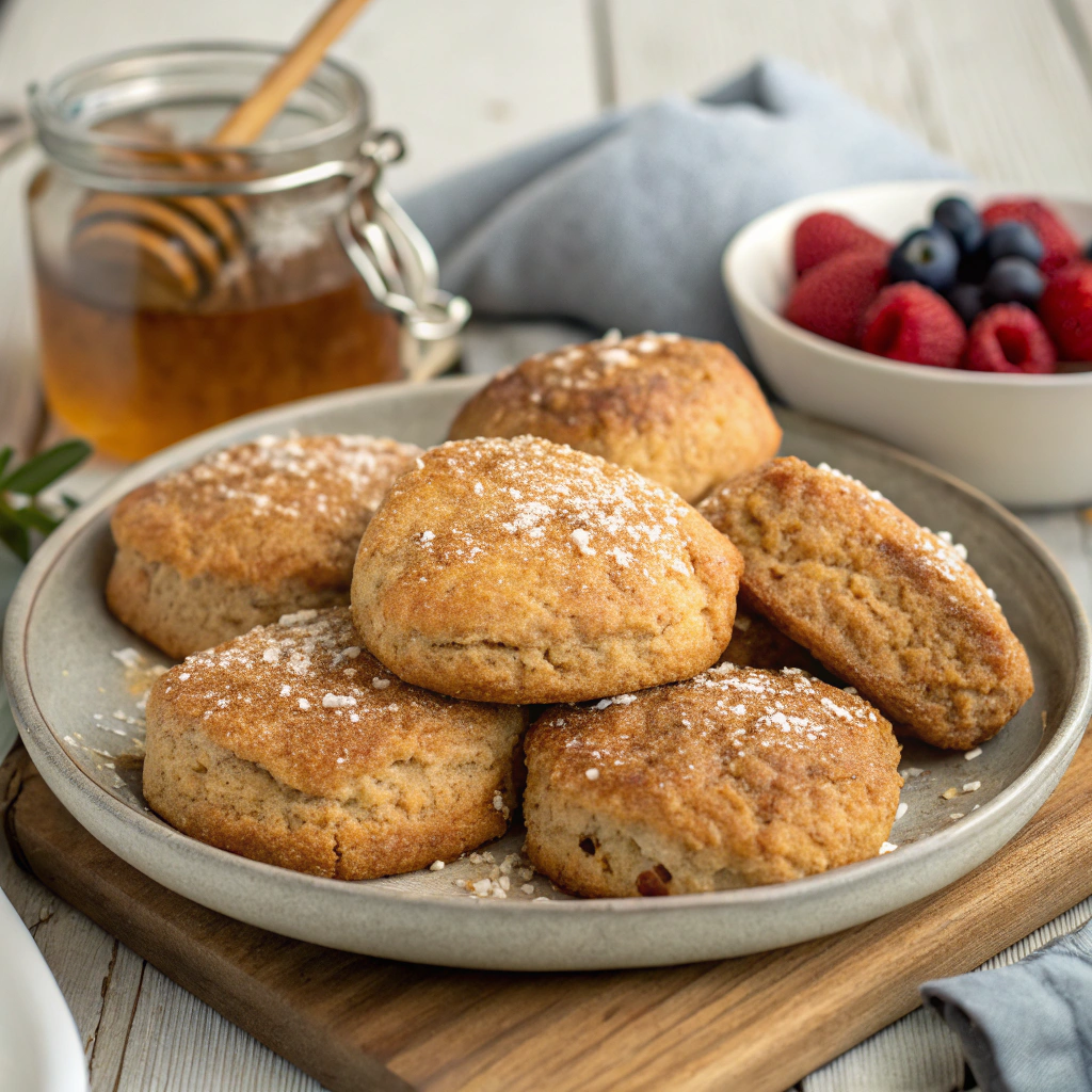 Whole wheat honey scones recipe showcasing a wholesome and nutritious treat.