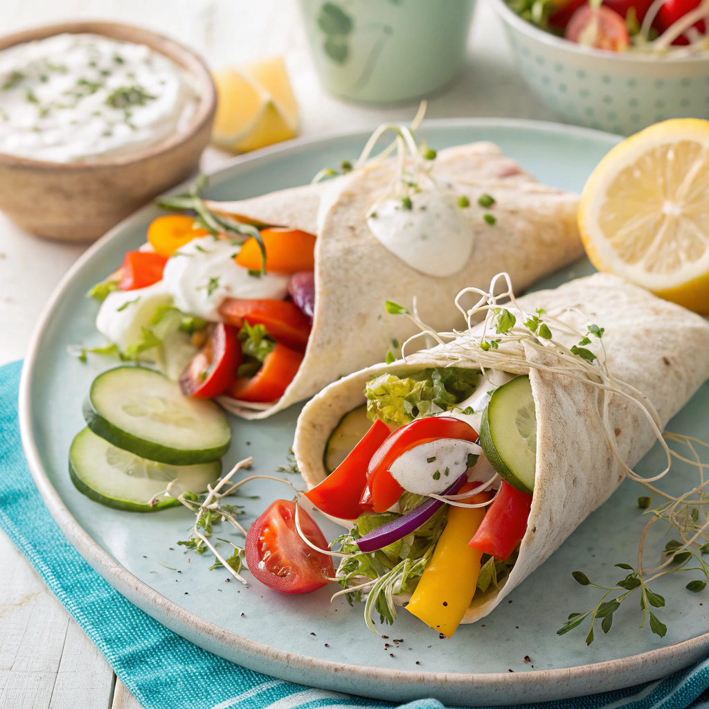 Greek Yogurt and Veggie Wrap - colorful spring lunch ideas