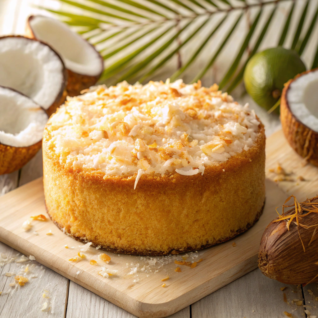 Coconut Southern Butter Cake with shredded coconut on top and a tropical vibe.Southern Butter Cake Variations