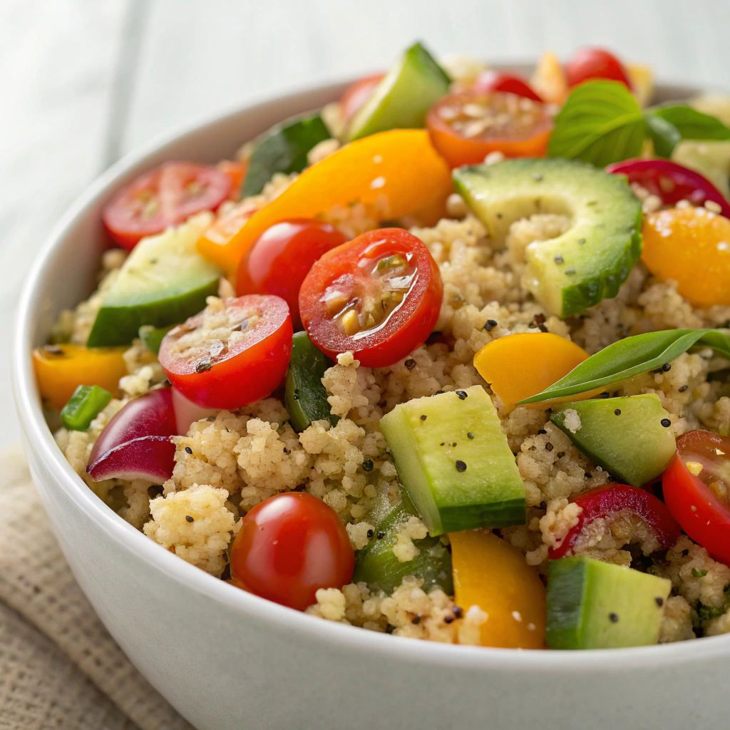Nutritious quinoa salad with vegetables: healthy cookout side dishes