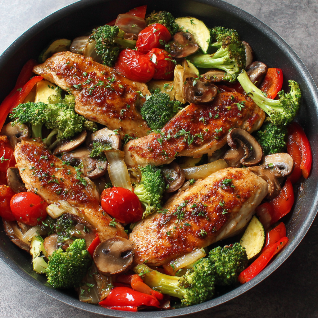 One-Pan Chicken and Vegetables - Easy chicken dinner with few ingredients.