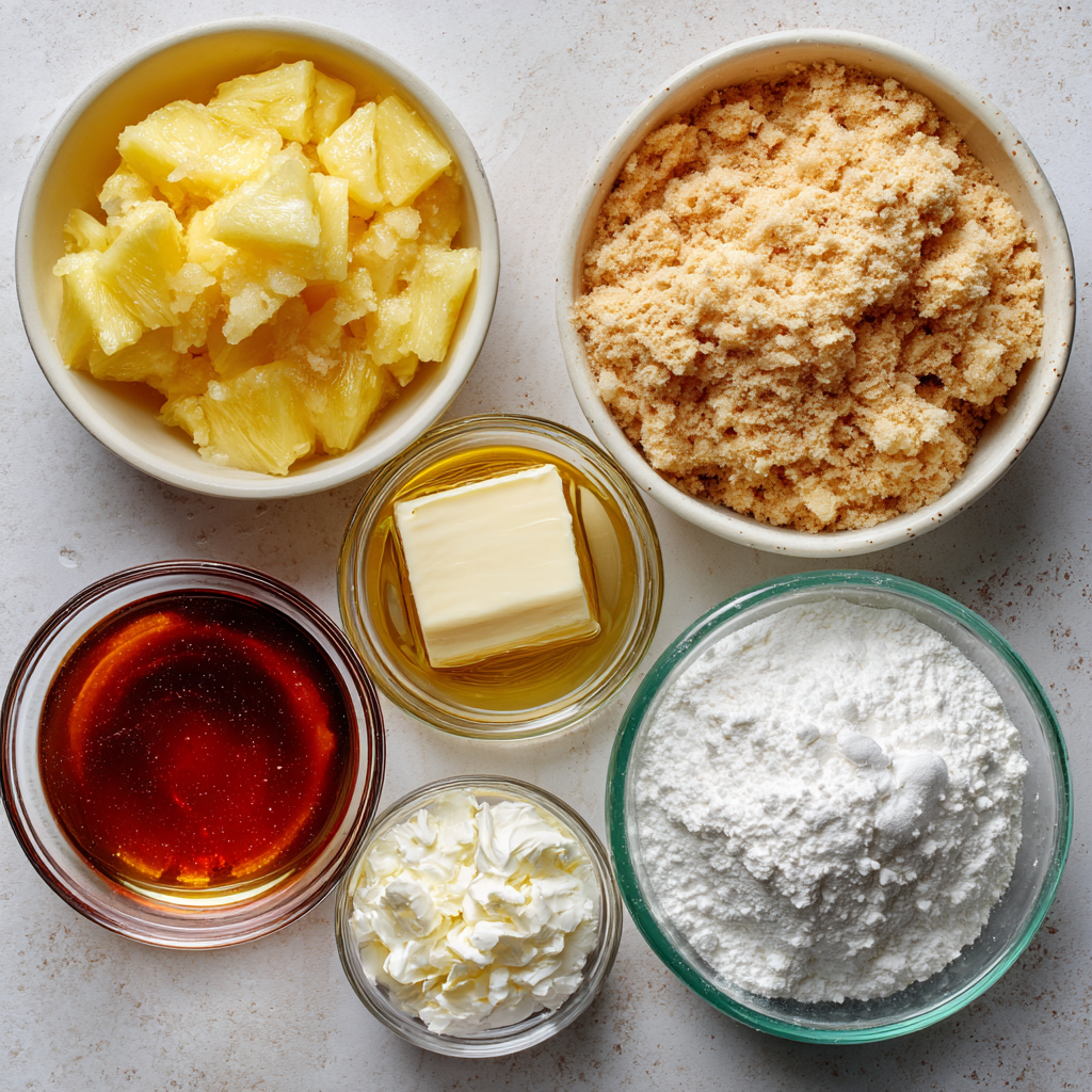 Ingredients for Pineapple Cream Cheese Dump Cake