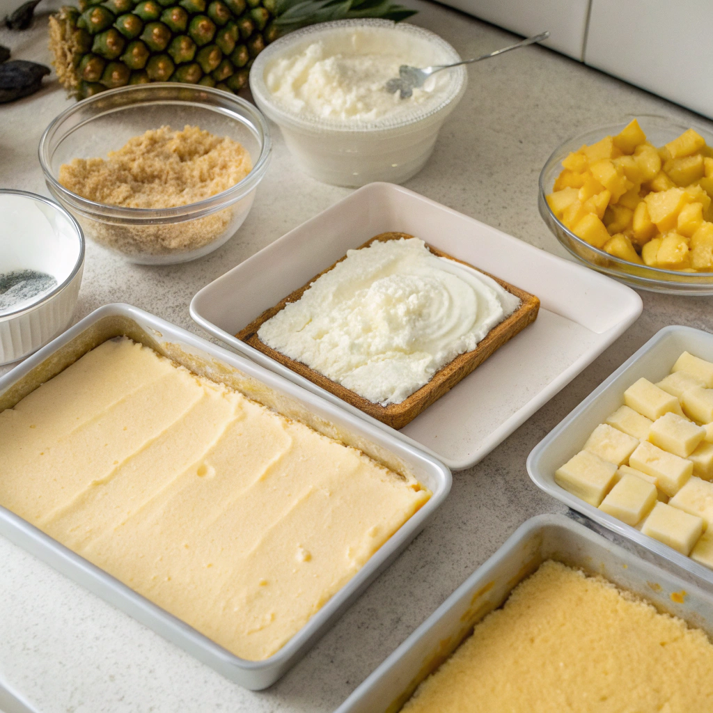 Step-by-step preparation of sugar free pineapple cheesecake bars
