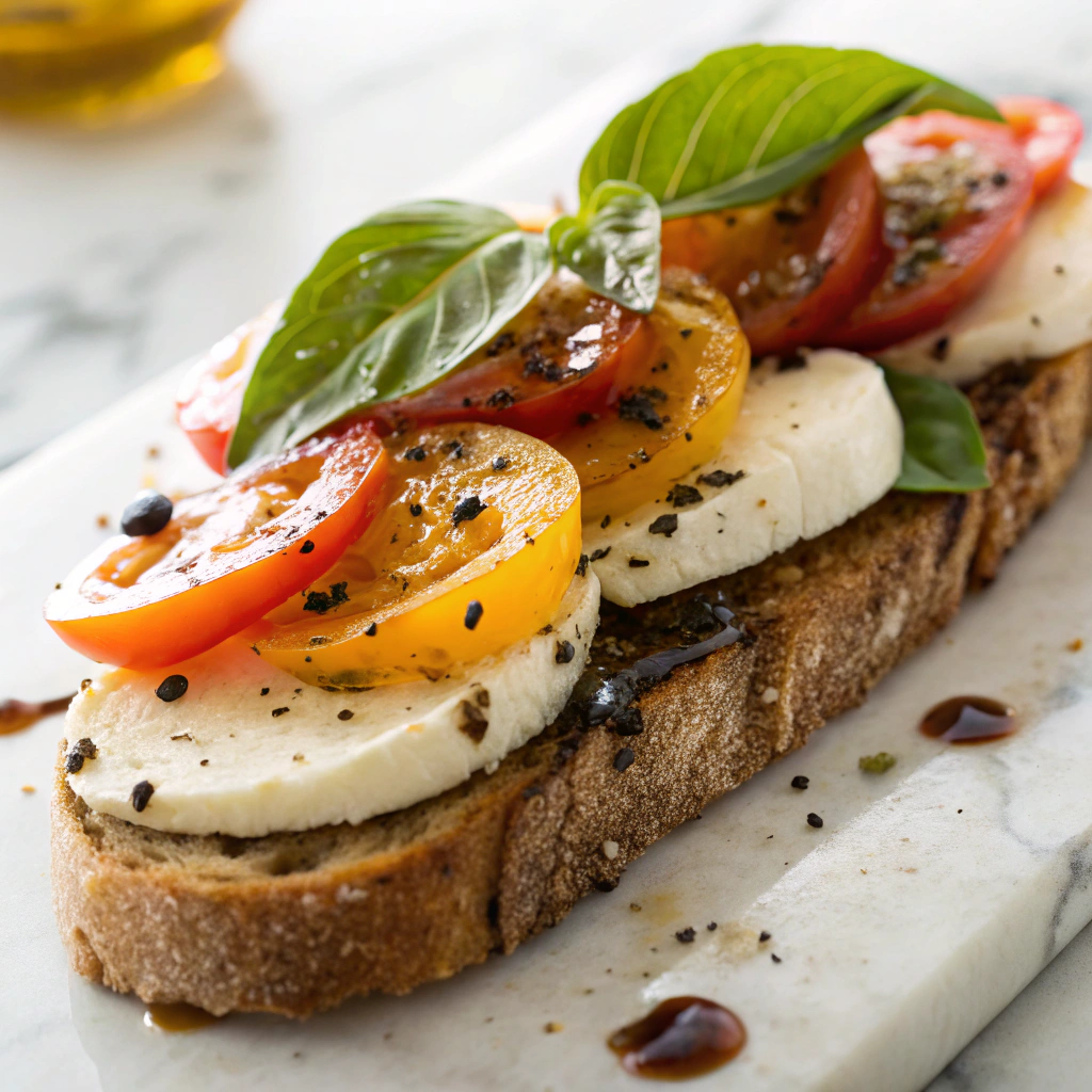 Caprese Sandwich with fresh mozzarella, tomatoes, and basil