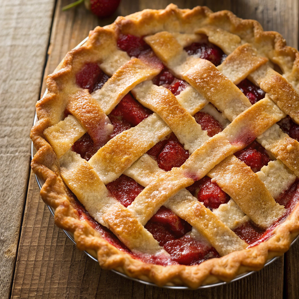 Classic Strawberry Rhubarb Pie with a flaky crust.Easy Strawberry Rhubarb Recipes
