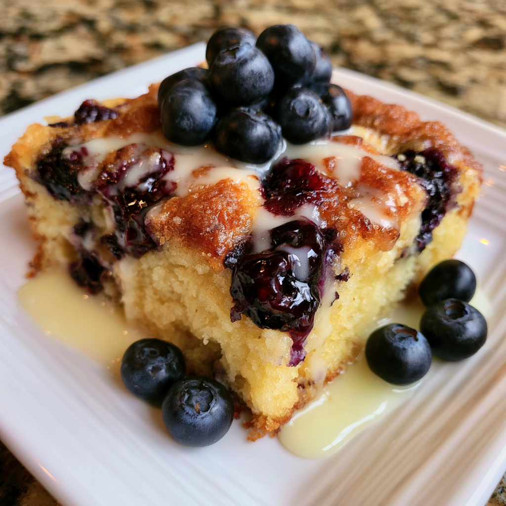 Lemon Blueberry Coffee Cake with fresh blueberries and zesty lemon glaze.
