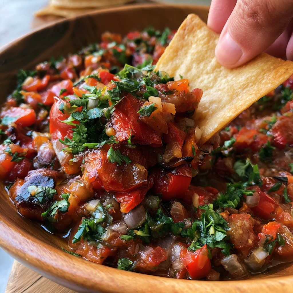 Roasted Red Pepper Salsa Recipes with smoky flavors.Homemade Salsa Recipes