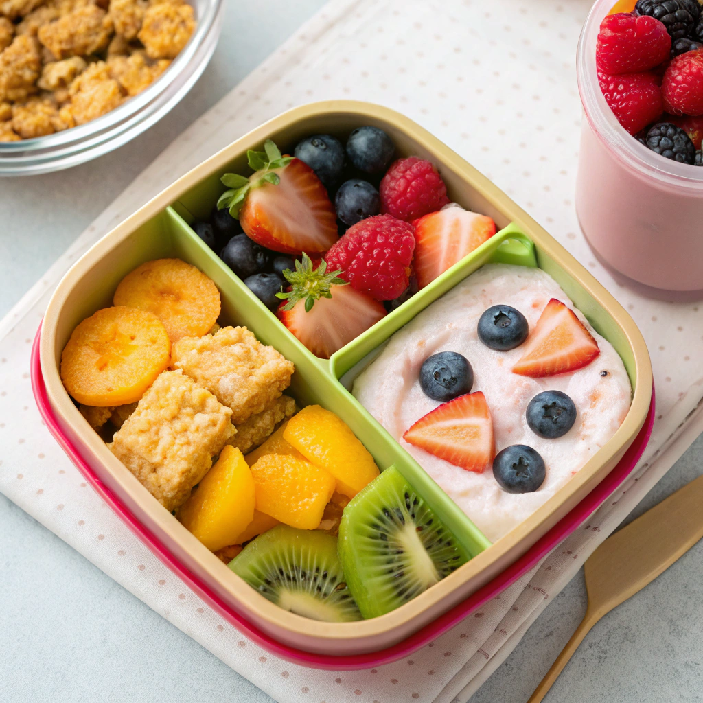 Healthy Bento Box Meals For Kids — fruit and yogurt parfait bento