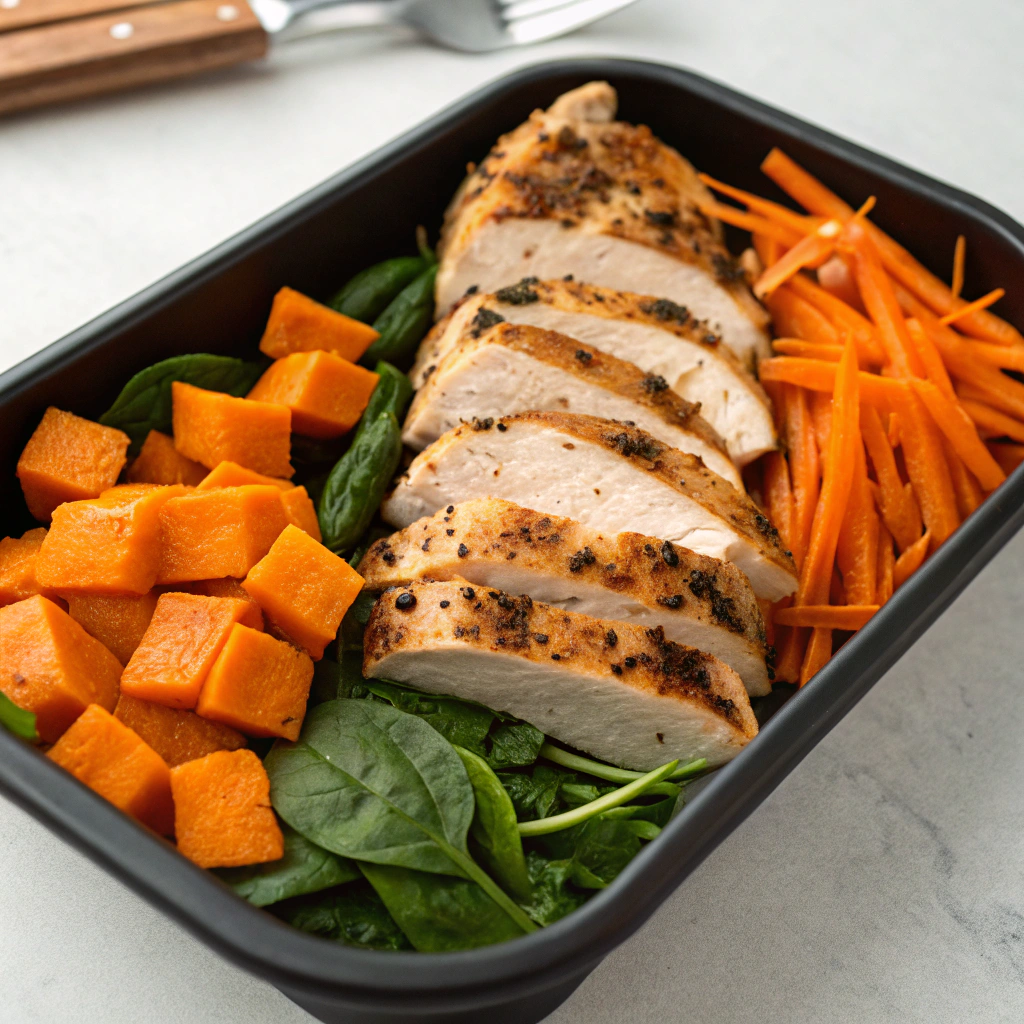 Grilled chicken and roasted sweet potato power bento — Easy healthy Bento Box Meals