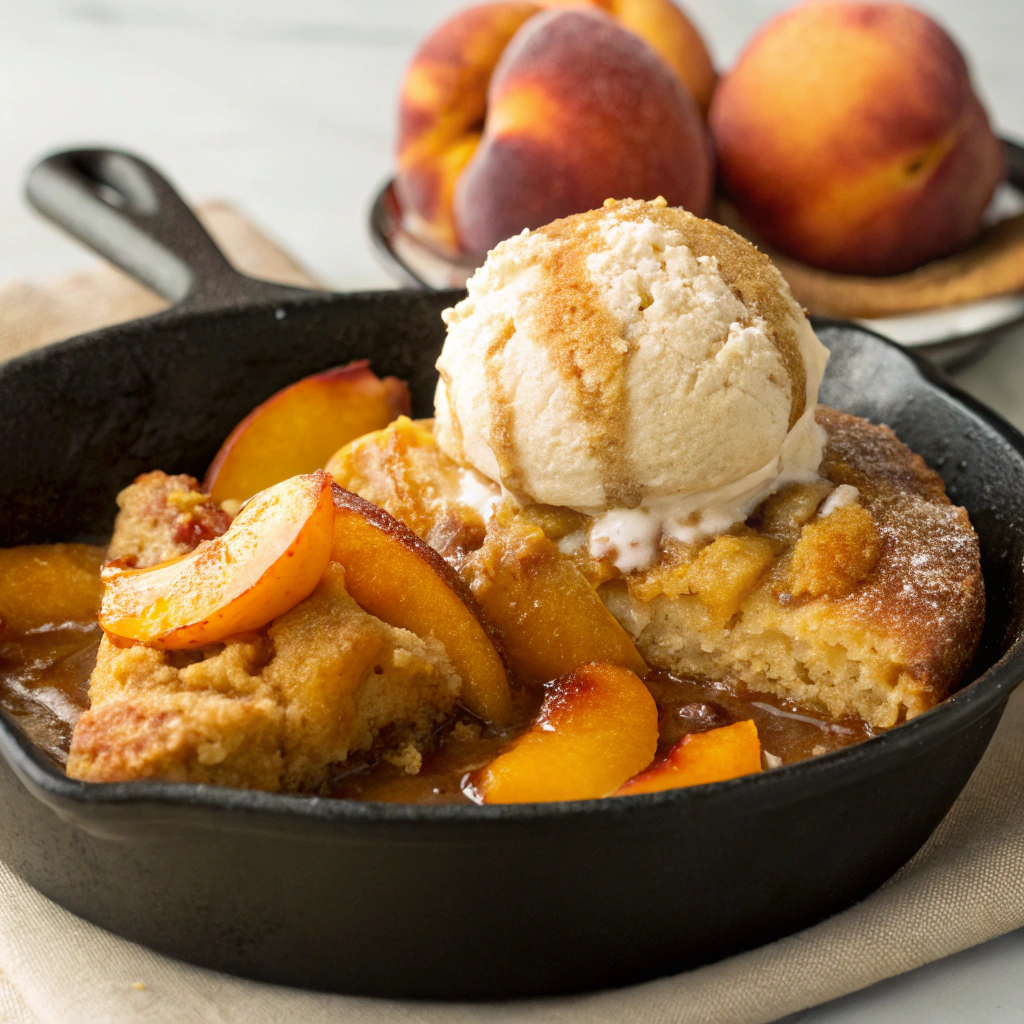 Old-fashioned peach dessert recipes — skillet brown sugar-peach shortcakes with caramelized peaches