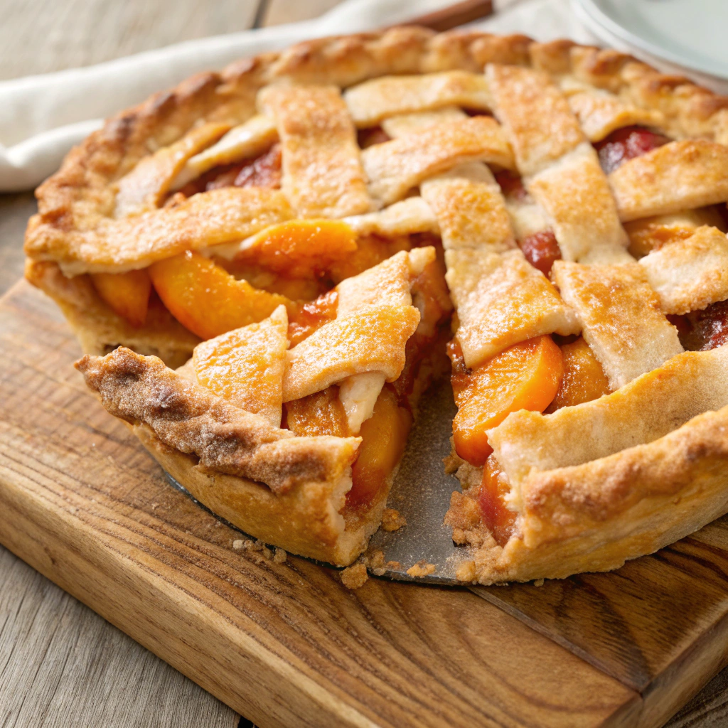 Old-fashioned peach dessert recipes — Southern peach pie with flaky double crust and spiced peach filling