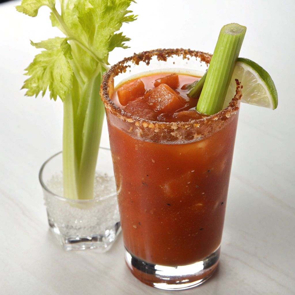 Virgin Mary

Ingredients:

Tomato juice

Lemon juice

Worcestershire sauce

Hot sauce

Celery stalk (for garnish)

Preparation:

Combine tomato juice, lemon juice, Worcestershire sauce, and hot sauce in a shaker.

Shake and pour into a glass filled with ice.

Garnish with a celery stalk.