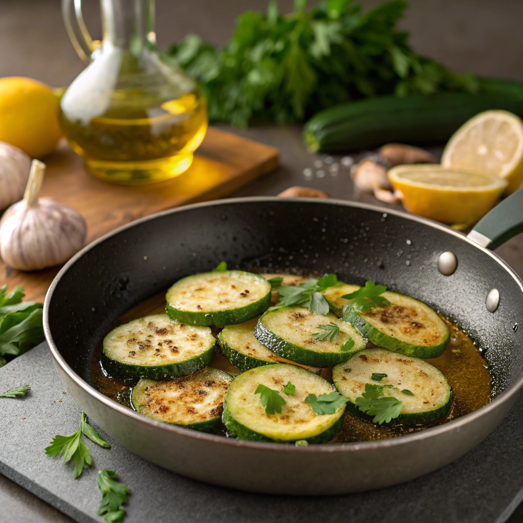 Plate of crispy fried zucchini slices, golden brown and perfectly breaded, served with a dipping sauce, showcasing a delicious and healthy snack.