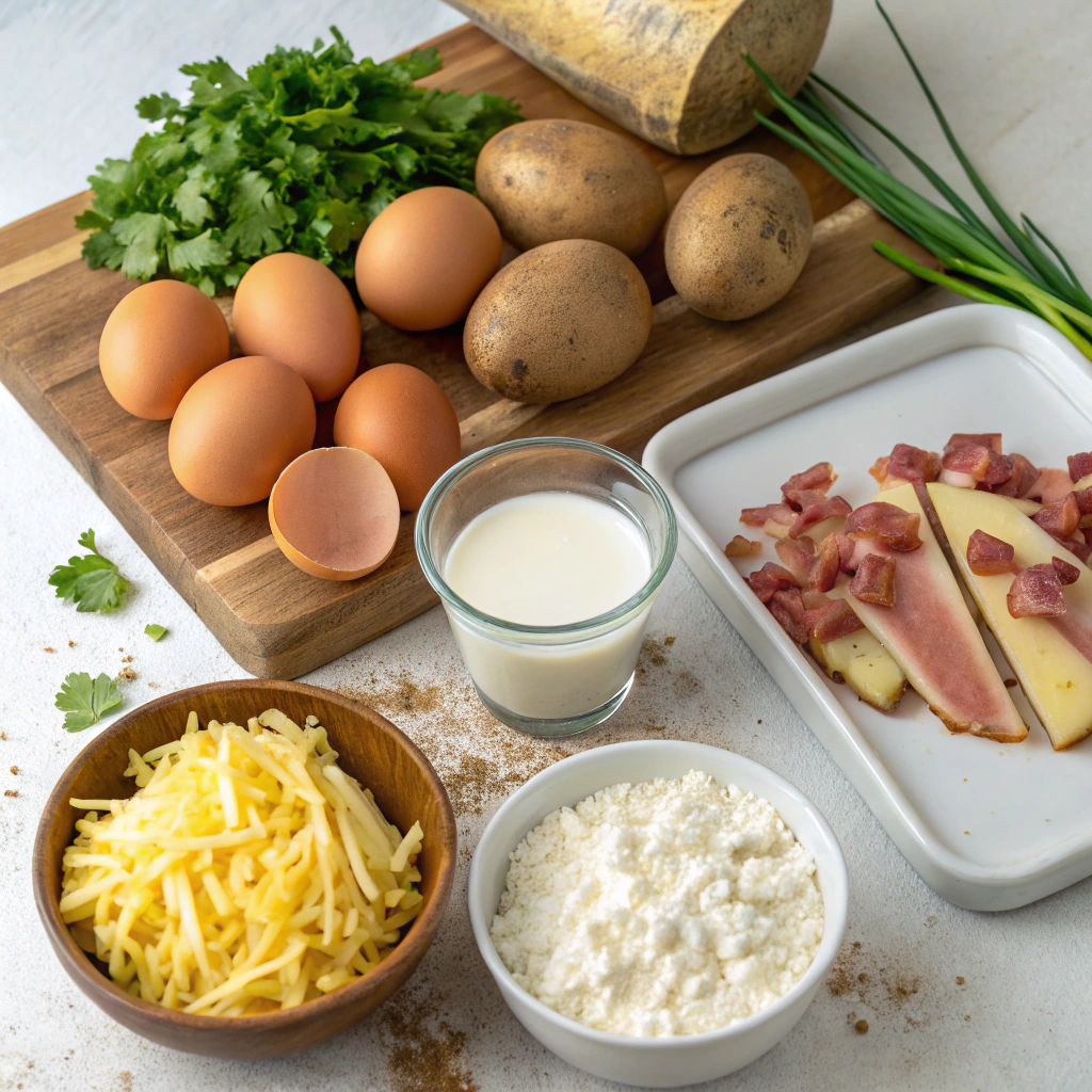 Savory potato and bacon quiche with a golden, crispy crust and creamy filling, perfect for any meal.