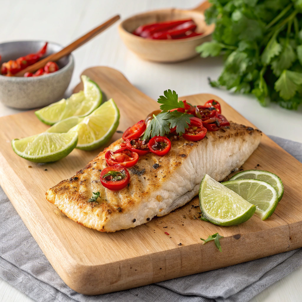 Chilli Lime Fish Spicy Lime Fish, Zesty Fish Recipe, Chili Lime Grilled Fish, Tangy Fish Dish, Citrus Marinated Fish