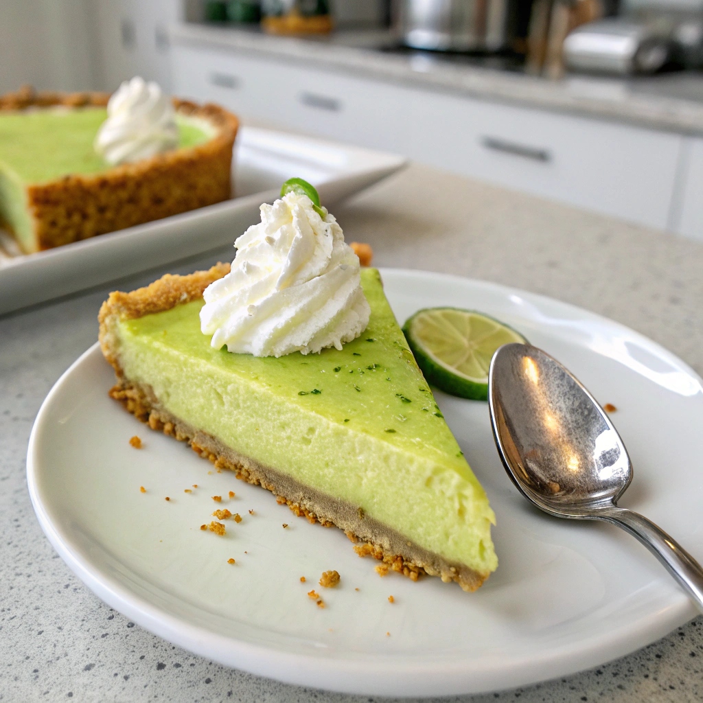 "Delicious slice of Perfect Key Lime Pie showcasing its creamy filling and vibrant flavor"
