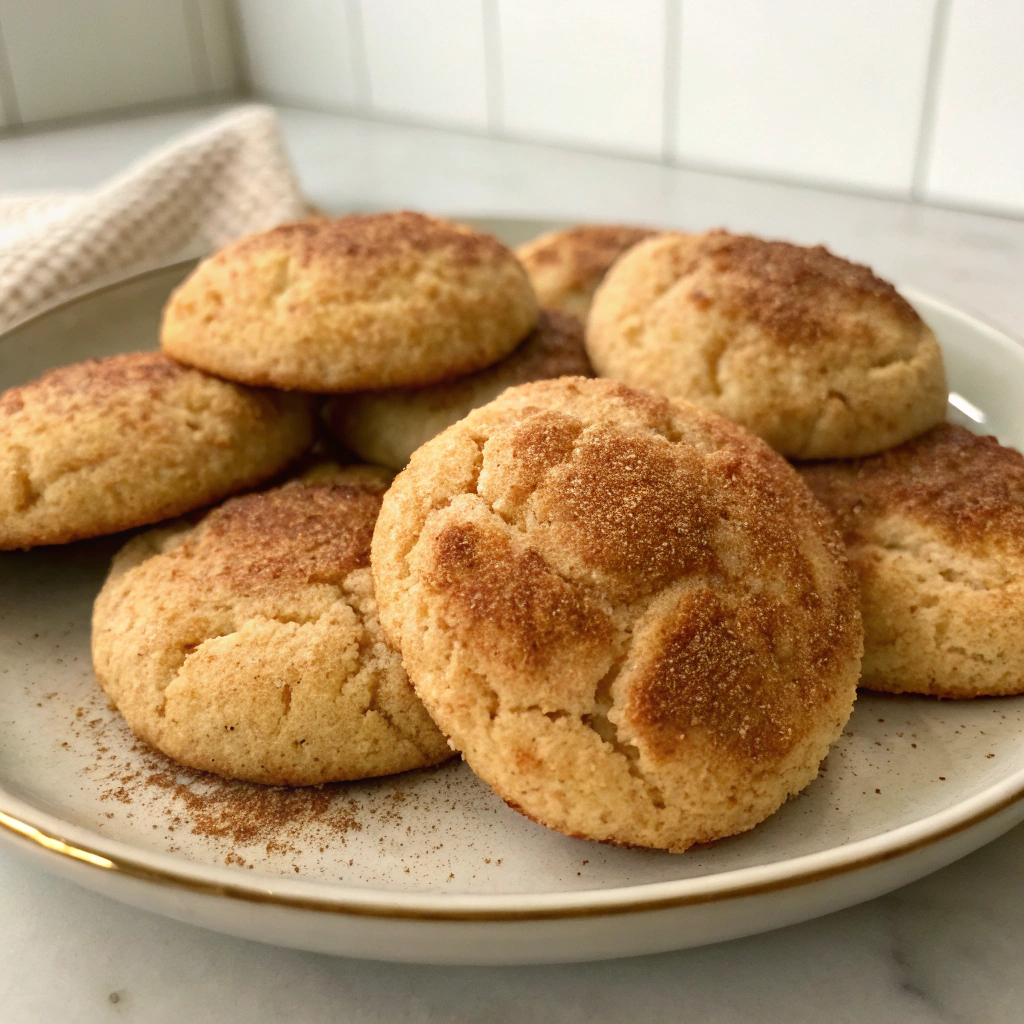 Delicious freshly baked snickerdoodle recipe on a cooling rack.