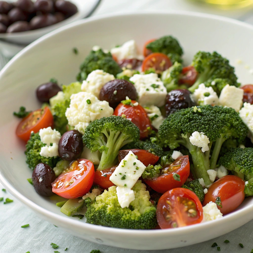 "Fresh and vibrant broccoli salad recipe featuring crunchy vegetables and a creamy dressing."
