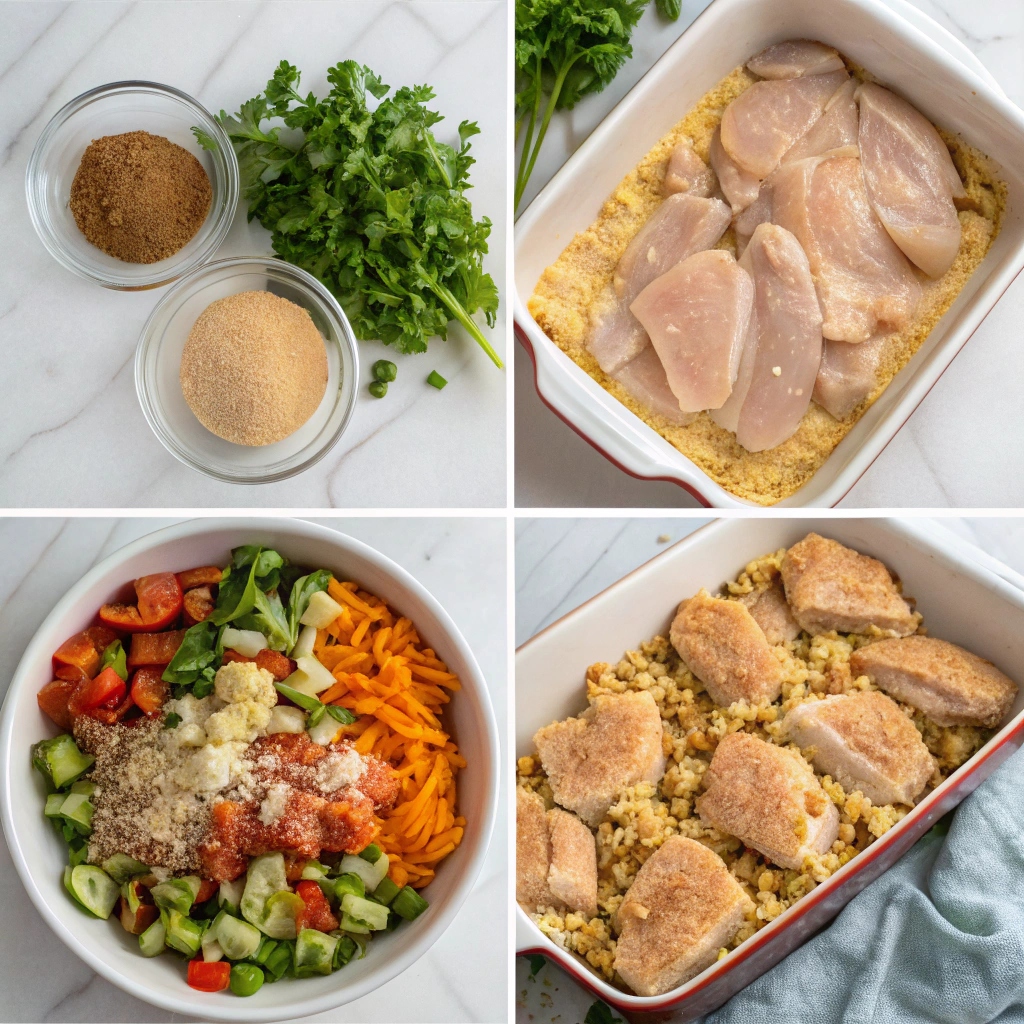 Creamy Neiman Marcus Chicken Casserole topped with buttery crackers and melted cheese