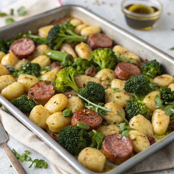 Easy & Delicious Sheet Pan Gnocchi with Sausage & Broccoli