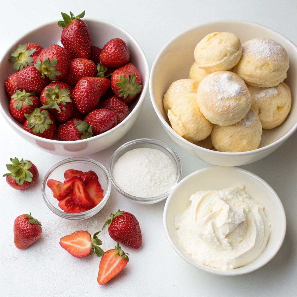 Delicious Strawberry Cream Puffs filled with fresh strawberries and whipped cream