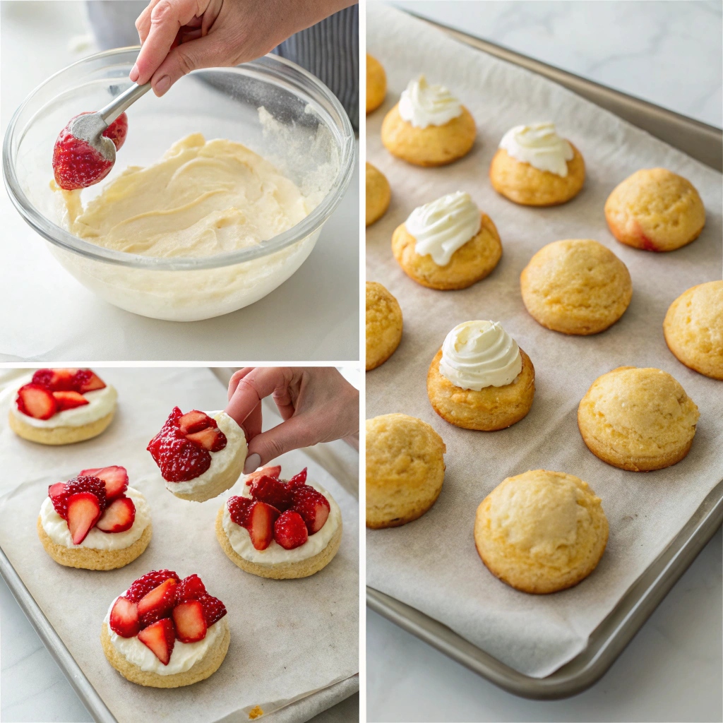 Delicious Strawberry Cream Puffs filled with fresh strawberries and whipped cream