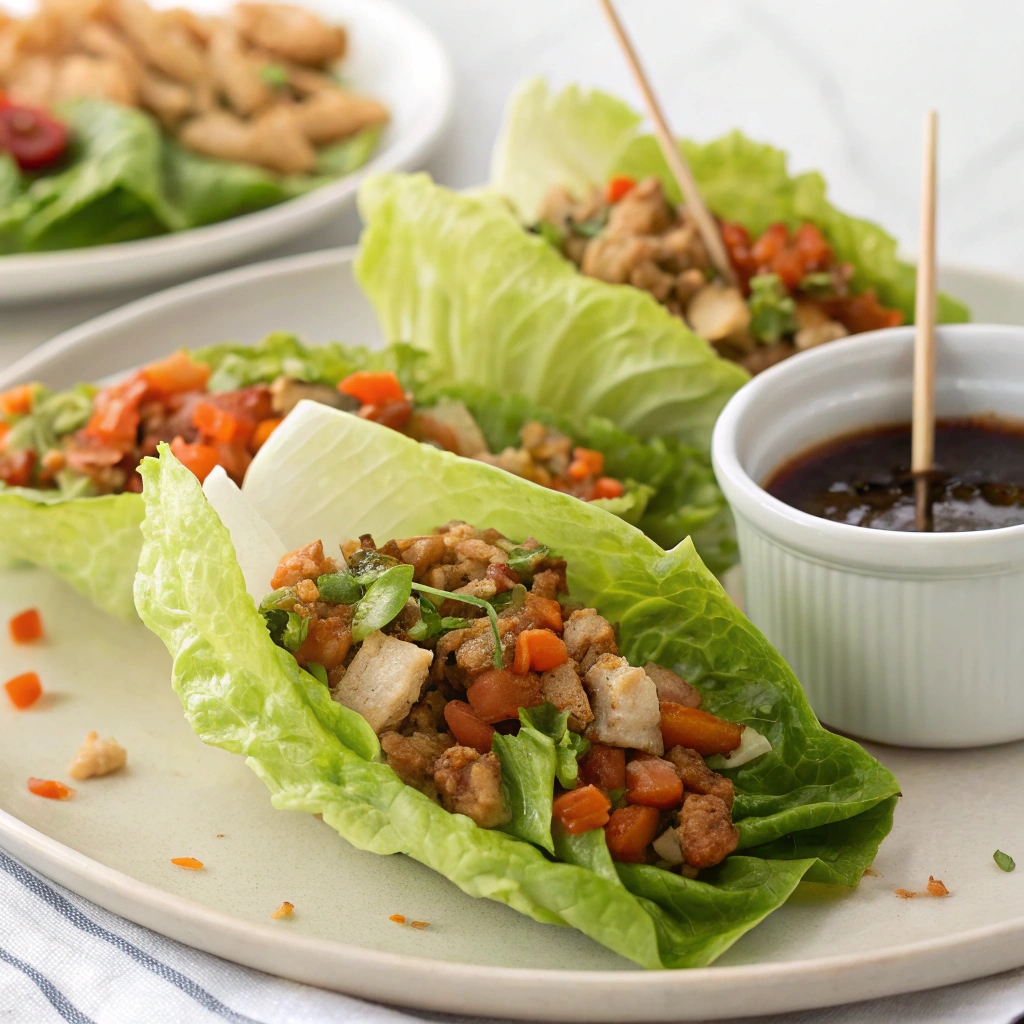 "Step-by-step process of assembling low-carb, nutrient-packed lettuce wraps with vibrant ingredients."
