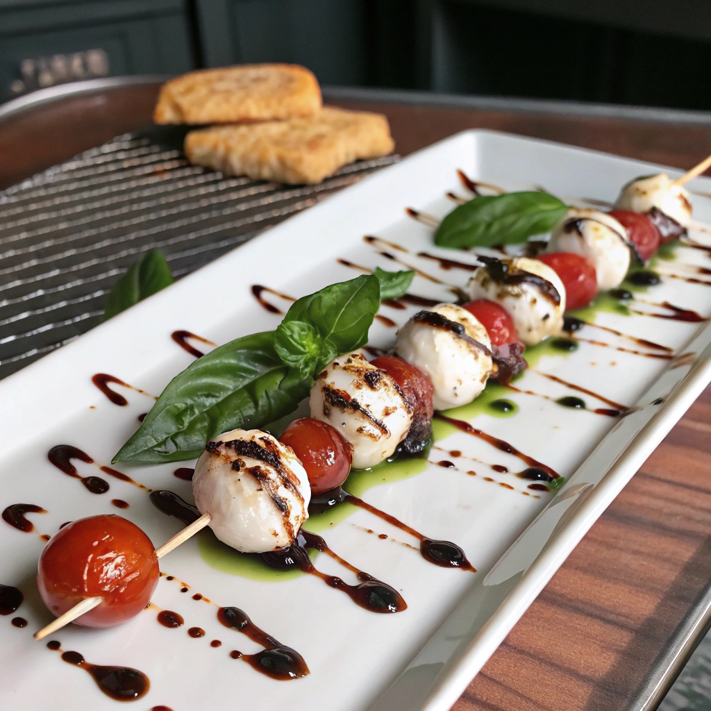 Bright and fresh Caprese skewers, a simple yet elegant starter. Easy Appetizers