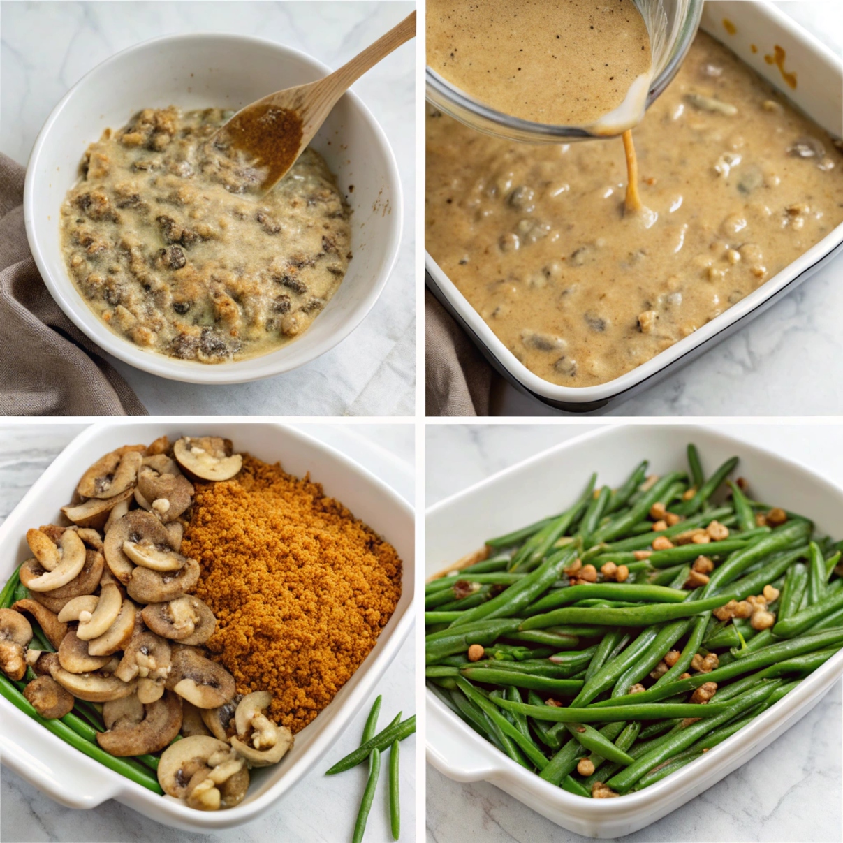 "Green beans being blanched in boiling water for 3-4 minutes"steps
