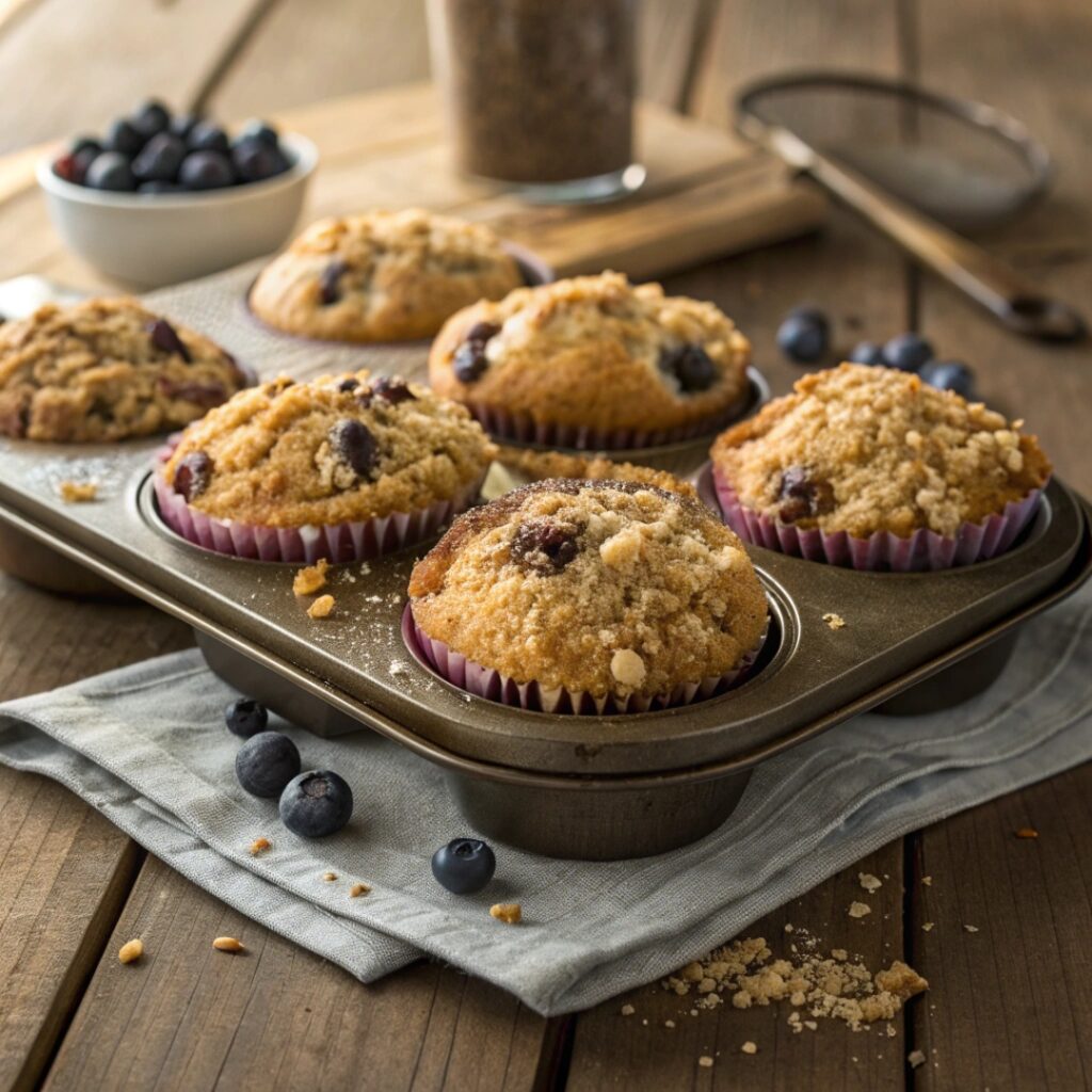 Blueberry Crunch Muffins: The Perfect Blend of Juicy Berries and Crispy Topping