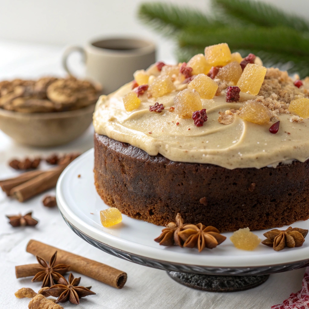 Whole Gingerbread Cake with a generous layer of Sweet Molasses Frosting