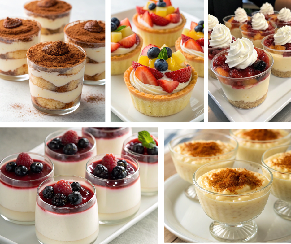 An array of colorful dessert cups showcasing a variety of flavors.