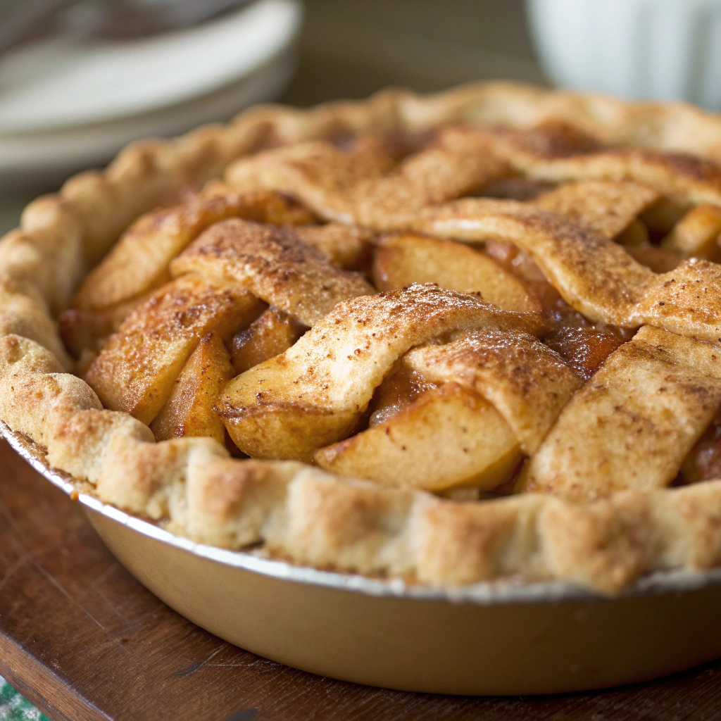 A beautifully baked Classic Apple Pie with a golden crust and spiced apple filling