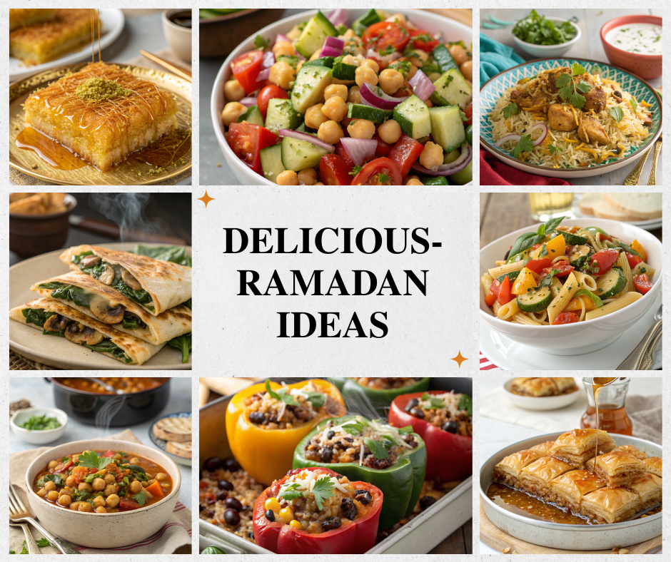 A beautifully arranged table set for iftar, showcasing a variety of delicious Ramadan recipes and dishes.