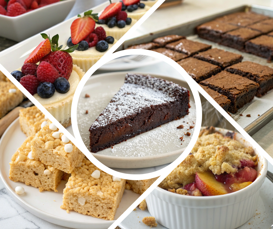 A variety of gluten-free desserts displayed on a festive table."