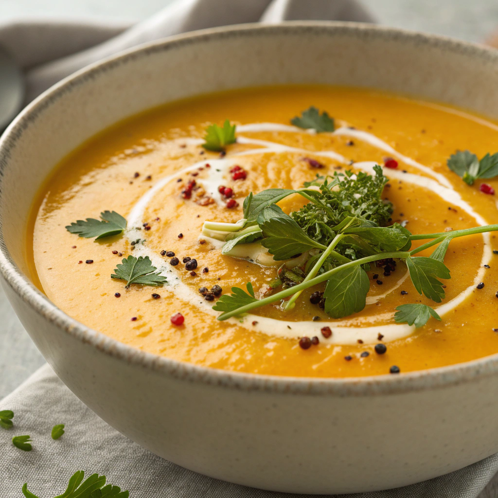 Creamy butternut squash soup, a delightful option for healthy soups for Ramadan.