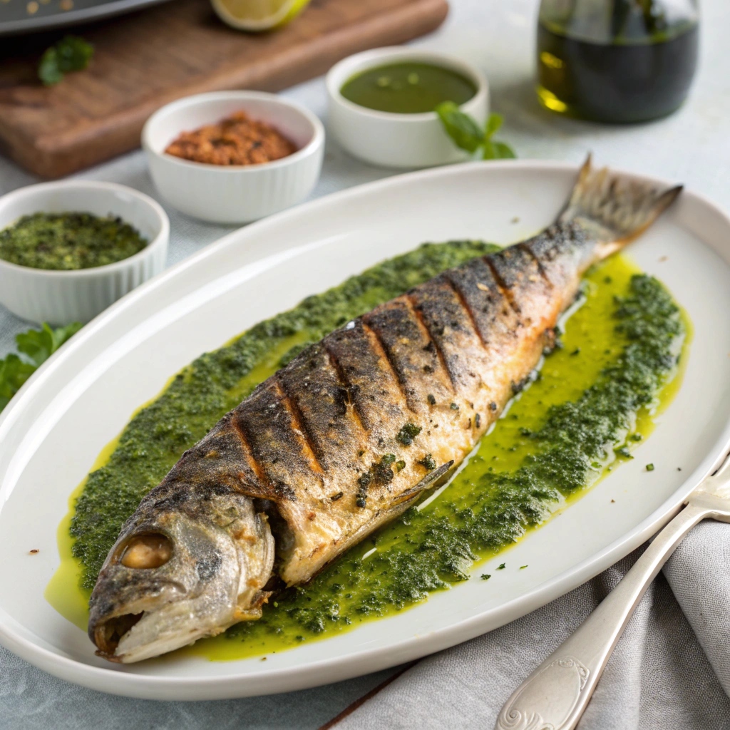 Grilled Chermoula Marinated Fish, a flavorful Moroccan Ramadan recipe.