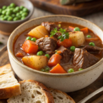 Classic Irish Dishes - Irish Beef Stew in a bowl with vegetables