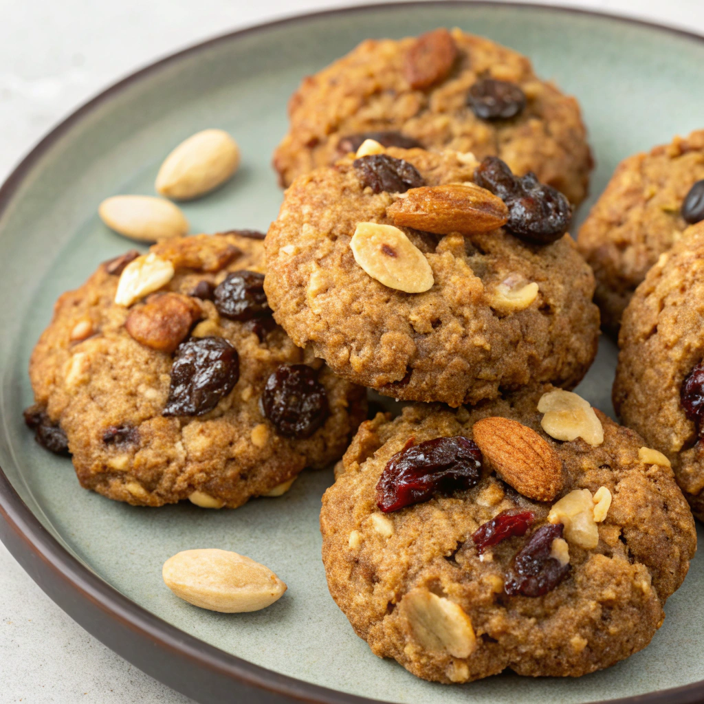Nutritious oatmeal cookies with nuts and dried fruits, perfect for healthy Ramadan recipes.
