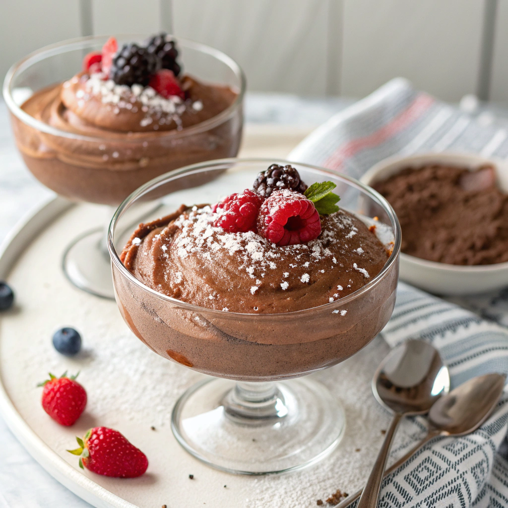 Chocolate mousse in a cup topped with whipped cream and chocolate shavings.Gluten Free Desserts